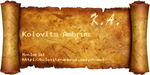 Kolovits Ambrus névjegykártya